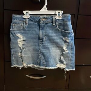 Ripped Jean Skirt